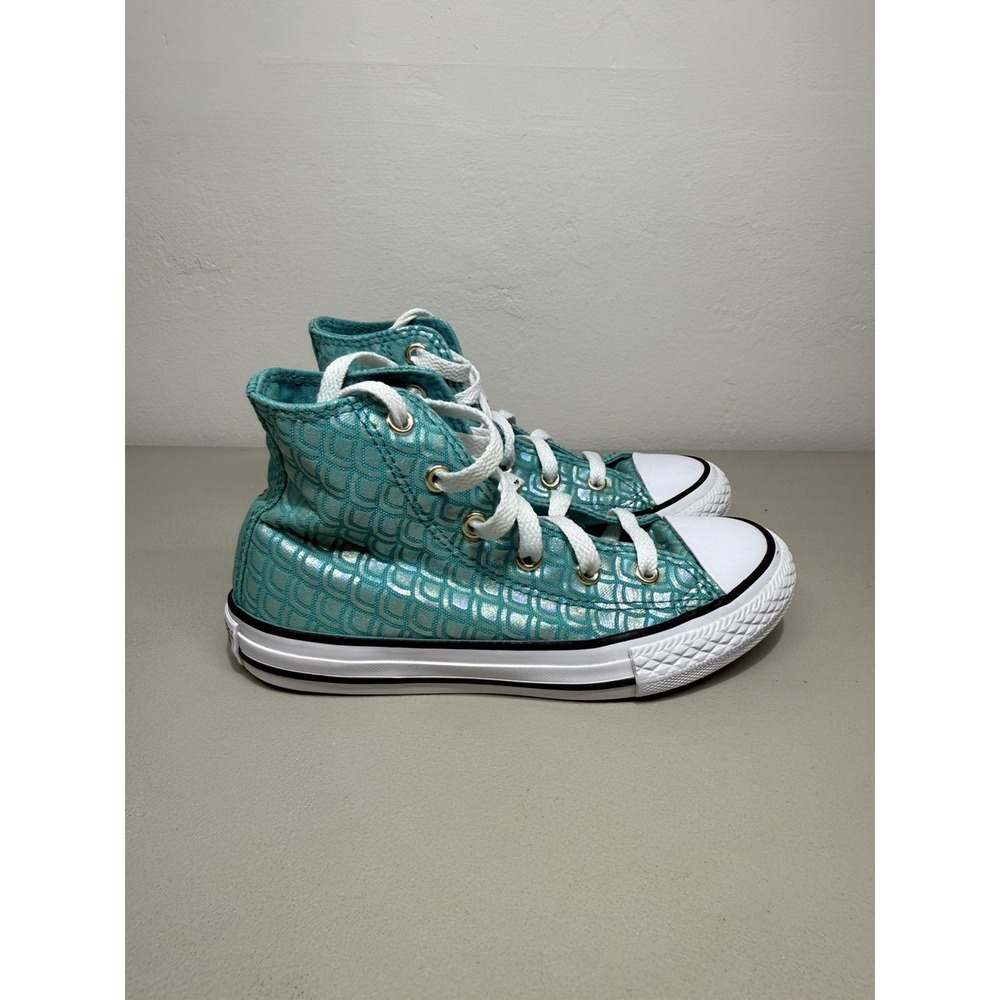 Youth Girls Converse Chuck Taylor All Star Aqua Mermaid High-Top Sneakers Sz 13